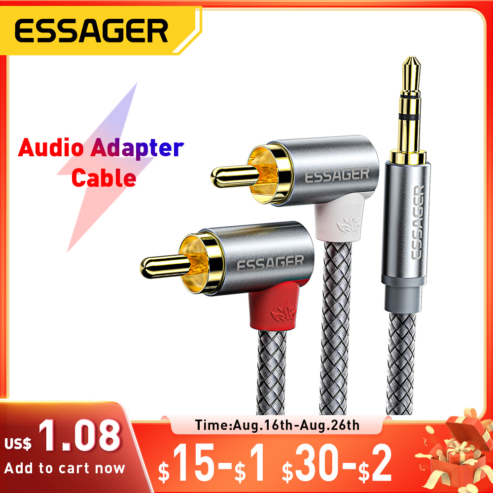 Audio Music Splitter - Essager 90 ° Angle RCA Audio