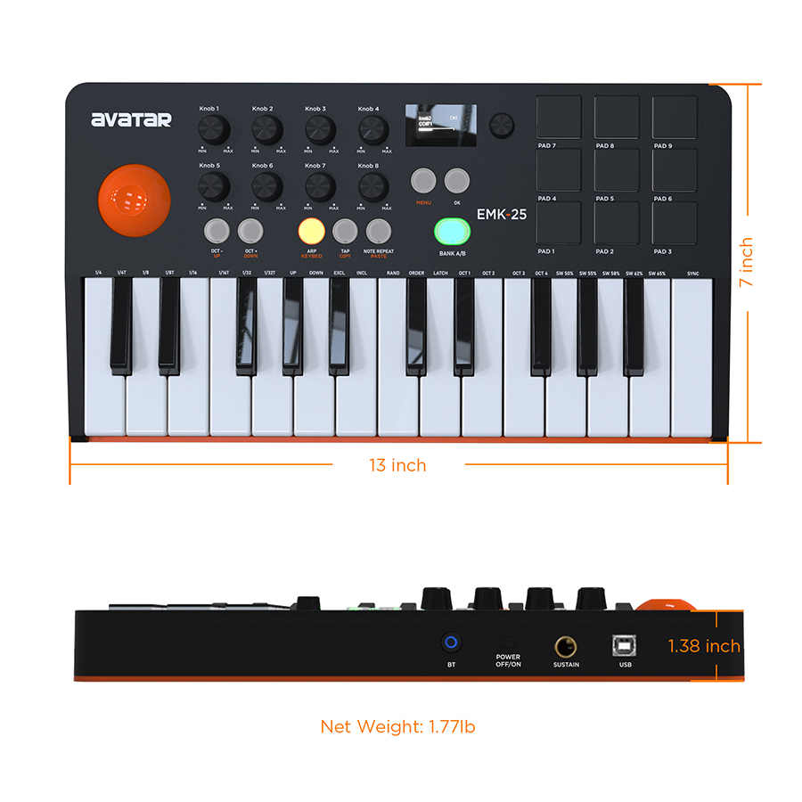 Keyboard MIDI Controller With  - đánh giá và giá Midi Controller Pad