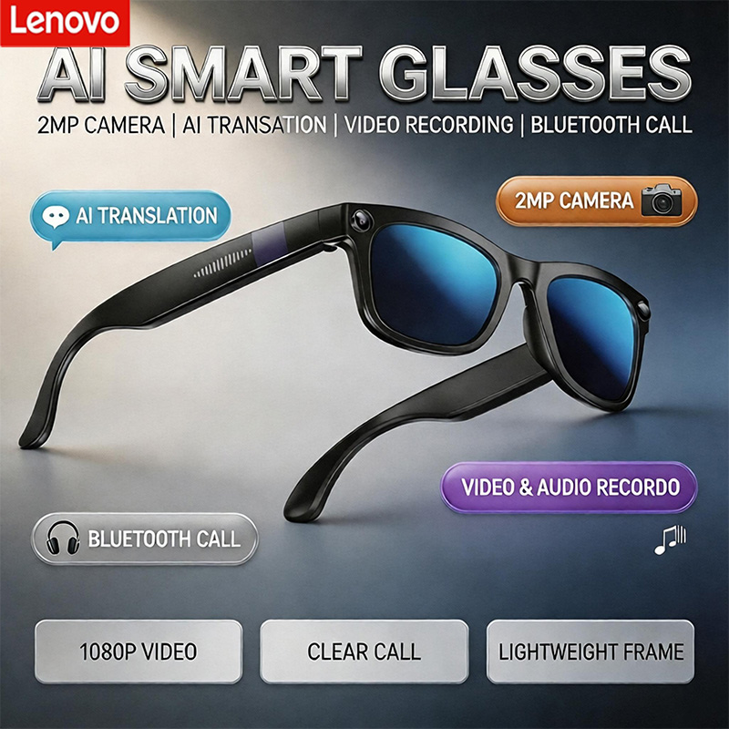 Lenovo AI Bluetooth Smart Glas - đánh giá và giá Audio Music To Video