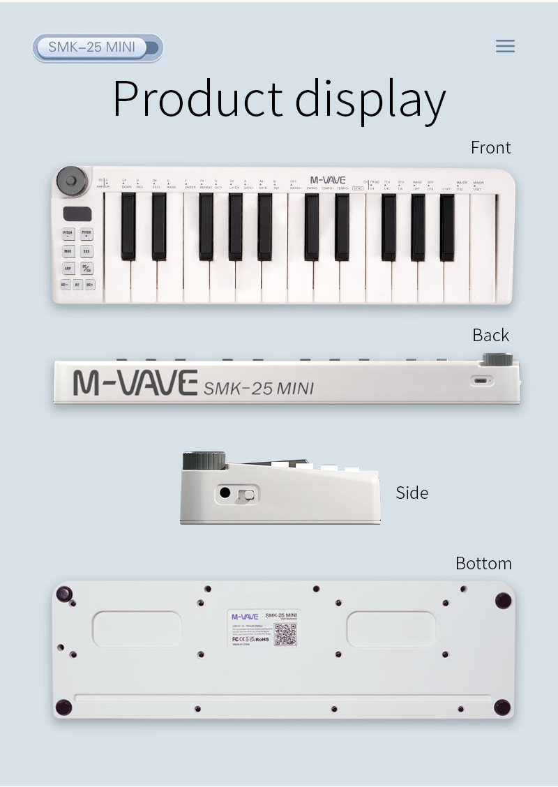 M-VAVE-Mini Teclado MIDI Recar - đánh giá và giá Midi Controller Pad