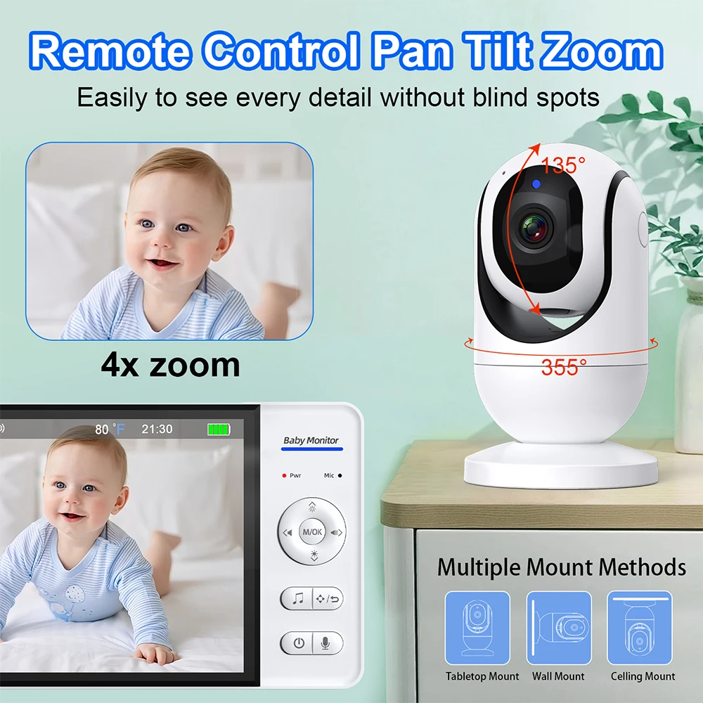 No WiFi 7 Inch Baby Monitor 2- - đánh giá và giá Audio Music For Video