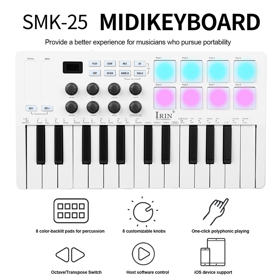 SMK-25  Portable Keyboard MIDI - đánh giá và giá Midi Controller Pad
